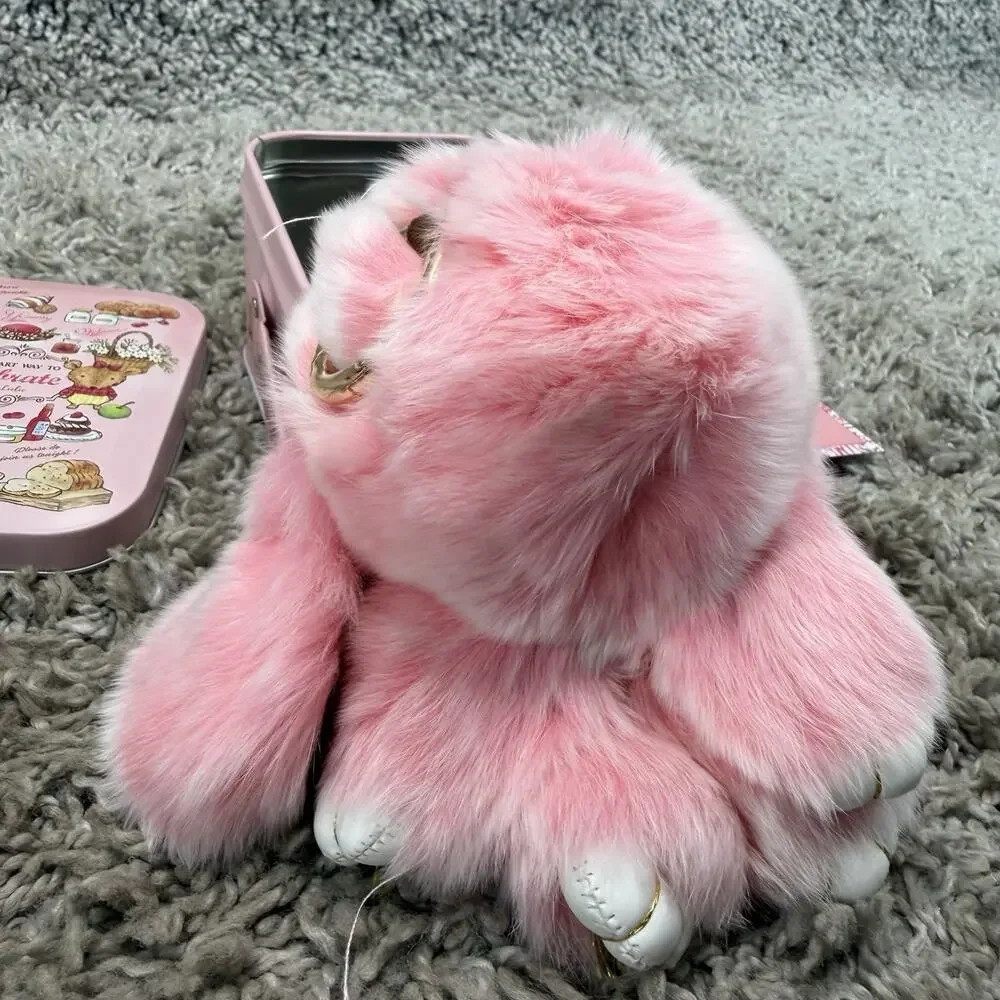 Bunny Lulu Keychain With Tin New Bunny Keychain Rabbit Fur Pink Soft Brand New